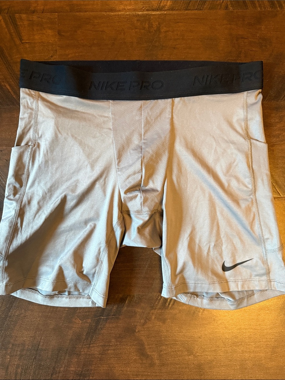 Nike Men's Athletic Compression Shorts - Light Gray with Black Waistband